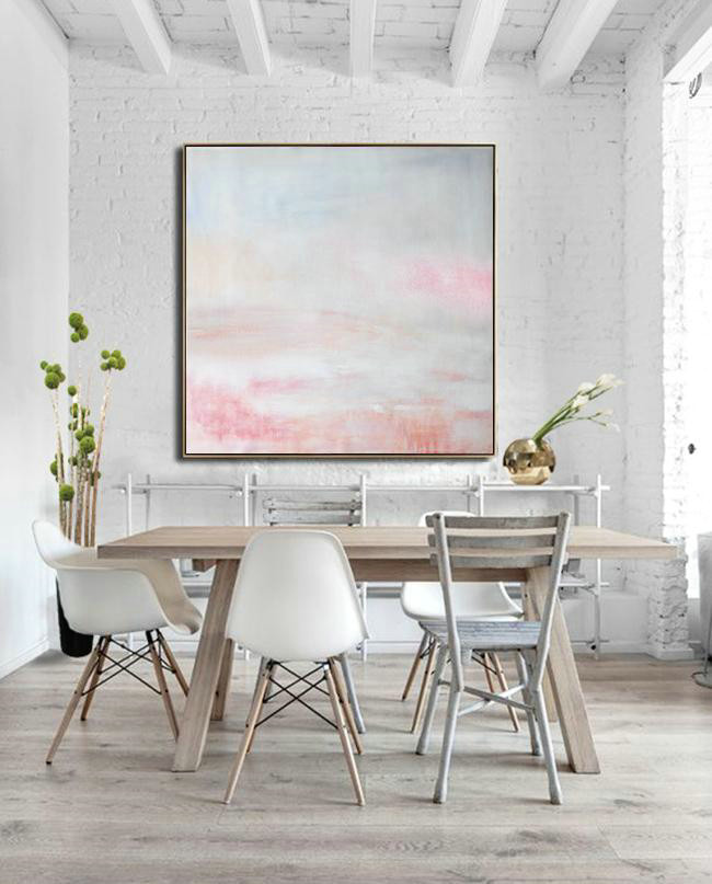 Huge Abstract Painting On Canvas,Oversized Abstract Painting,Oversized Custom Canvas Art,White,Gray,Pink.etc